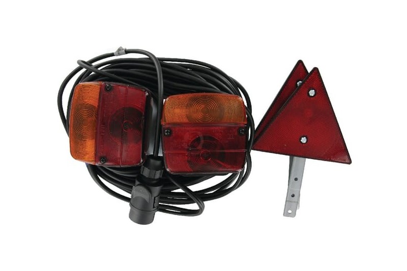 Zestaw lamp tylnych na magnes z trójkątem odblaskowym 12m Ajba LA91230 - TraktorParts.pl - 1