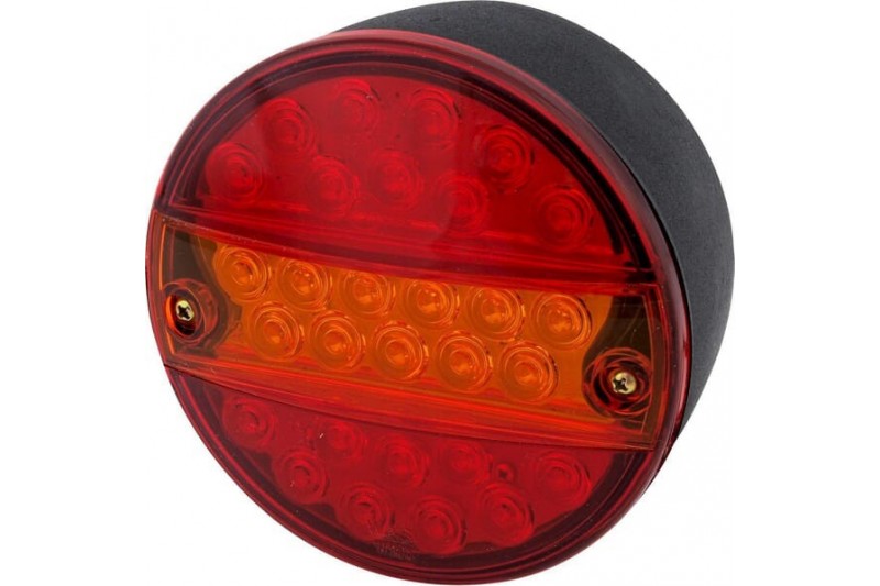 Lampa tylna zespolona LED okrągła 142 mm 12-24V pomarańczowa-czerwona przykręcana Waś Waś 1400681220 - TraktorParts.pl - 1
