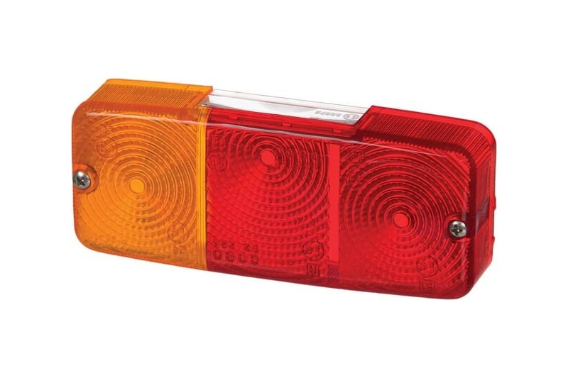 Klosz lampy przezroczysty-czerwony-pomarańczowy prostokątny tylny-lewy Cobo 02448200 - TraktorParts.pl - 1
